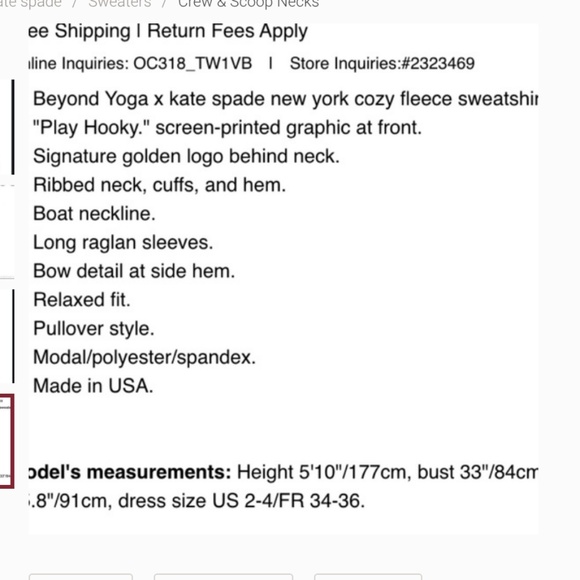 kate spade x beyond yoga play hooky black sweater top size xs nwt - Picture 4 of 7